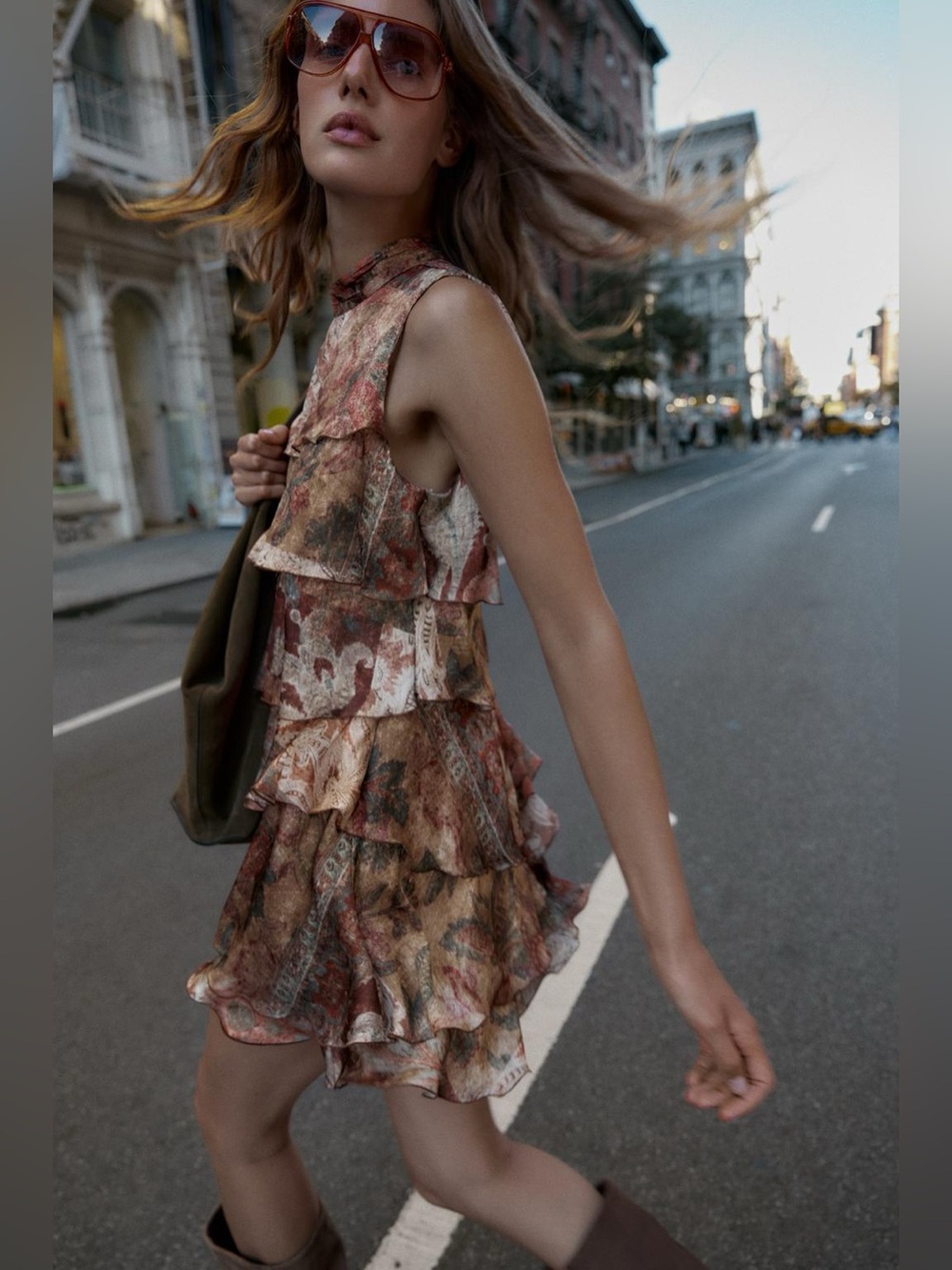 Zara Ruffled Printed Mini Dress - Picture 5 of 12